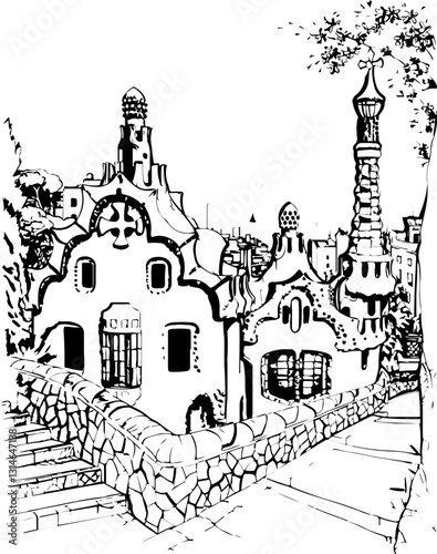 barcelona, coloring page, architecture, arch, building, corridor, stone, column, europe, ancient, arches, arcade, interior, church, abbey, old, arc, medieval, cloister, italy, light, monastery, archwa
