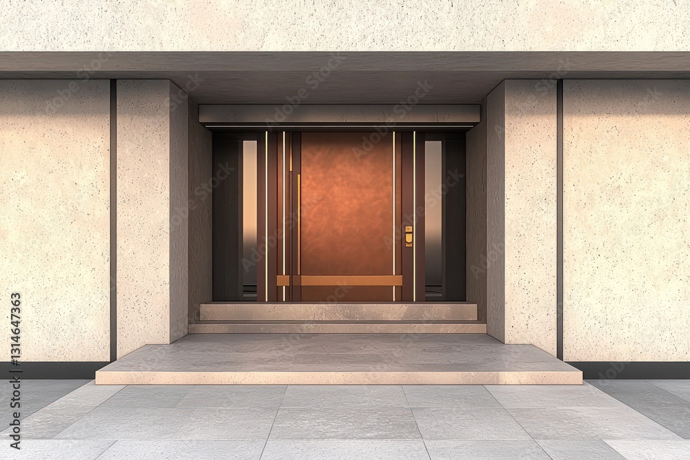 Obraz premium Simple, modern exterior with high-tech 2025 color door.