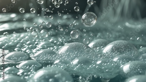 Bubbles in heated water.