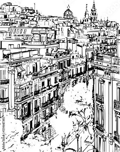 barcelona, coloring page, architecture, arch, building, corridor, stone, column, europe, ancient, arches, arcade, interior, church, abbey, old, arc, medieval, cloister, italy, light, monastery, archwa