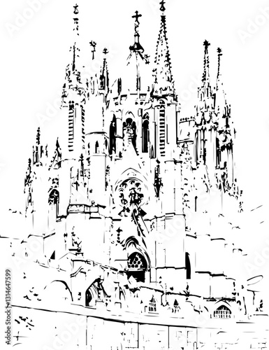 barcelona, coloring page, architecture, arch, building, corridor, stone, column, europe, ancient, arches, arcade, interior, church, abbey, old, arc, medieval, cloister, italy, light, monastery, archwa