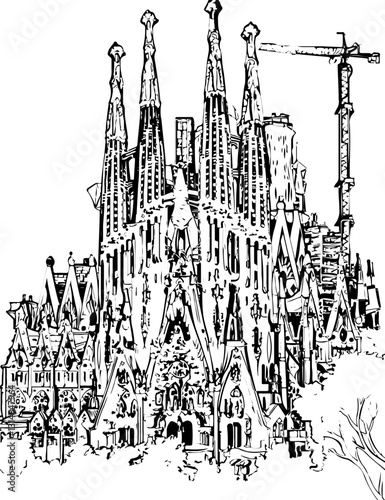 barcelona, coloring page, architecture, arch, building, corridor, stone, column, europe, ancient, arches, arcade, interior, church, abbey, old, arc, medieval, cloister, italy, light, monastery, archwa