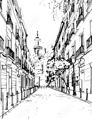 barcelona, coloring page, architecture, arch, building, corridor, stone, column, europe, ancient, arches, arcade, interior, church, abbey, old, arc, medieval, cloister, italy, light, monastery, archwa