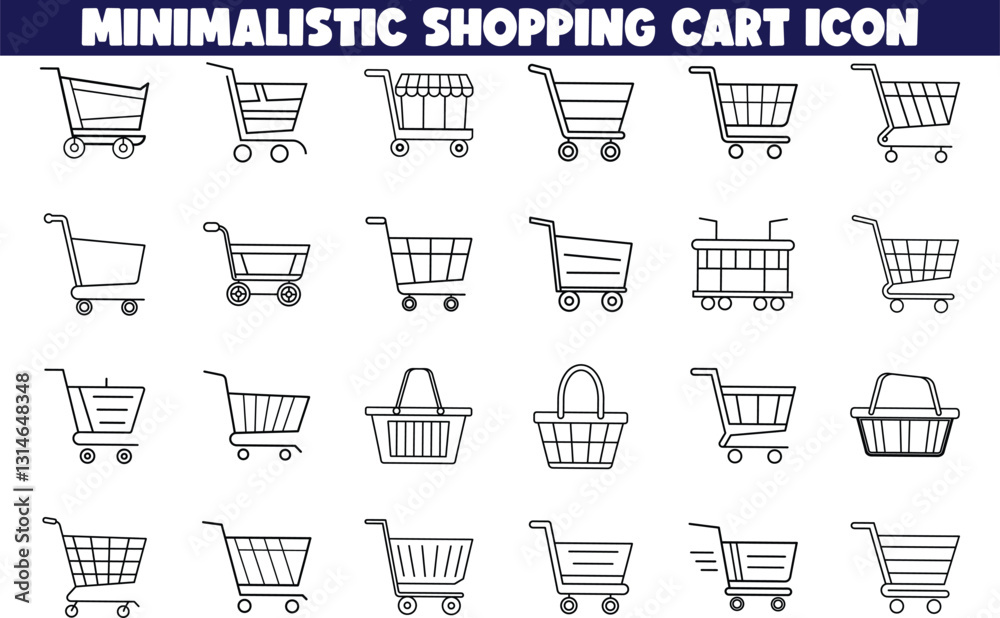 Minimalist Shopping Cart Icons Variety of Line Art Designs Minimalist Shopping Cart Icons Variety of Line Art Designs