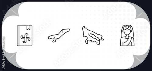 outline icons set - india concept. vedas, assam, ,
