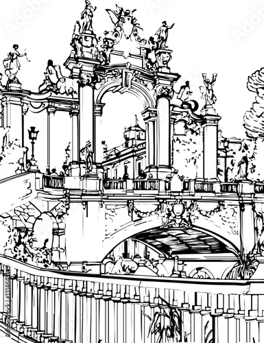 barcelona, coloring page, architecture, arch, building, corridor, stone, column, europe, ancient, arches, arcade, interior, church, abbey, old, arc, medieval, cloister, italy, light, monastery, archwa