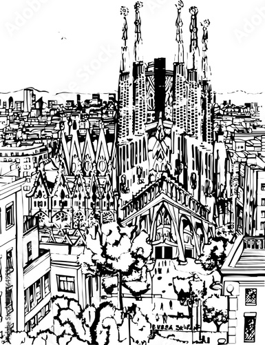 barcelona, coloring page, architecture, arch, building, corridor, stone, column, europe, ancient, arches, arcade, interior, church, abbey, old, arc, medieval, cloister, italy, light, monastery, archwa