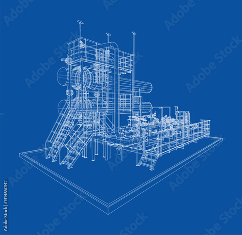 Petroleum heater exchanger. Vector rendering of 3d