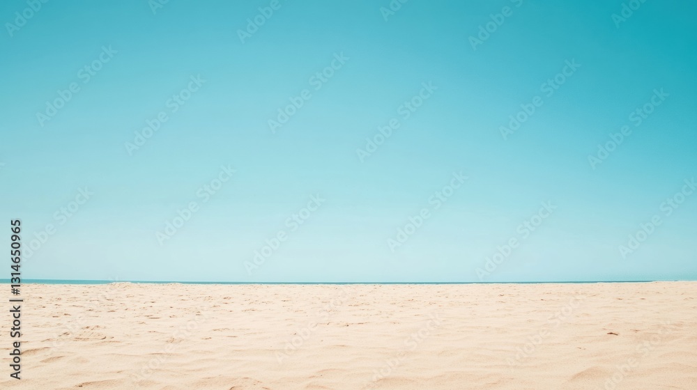 Fototapeta premium Spacious beach view with soft sand dunes and clear blue sky ideal for relaxation and enjoyment