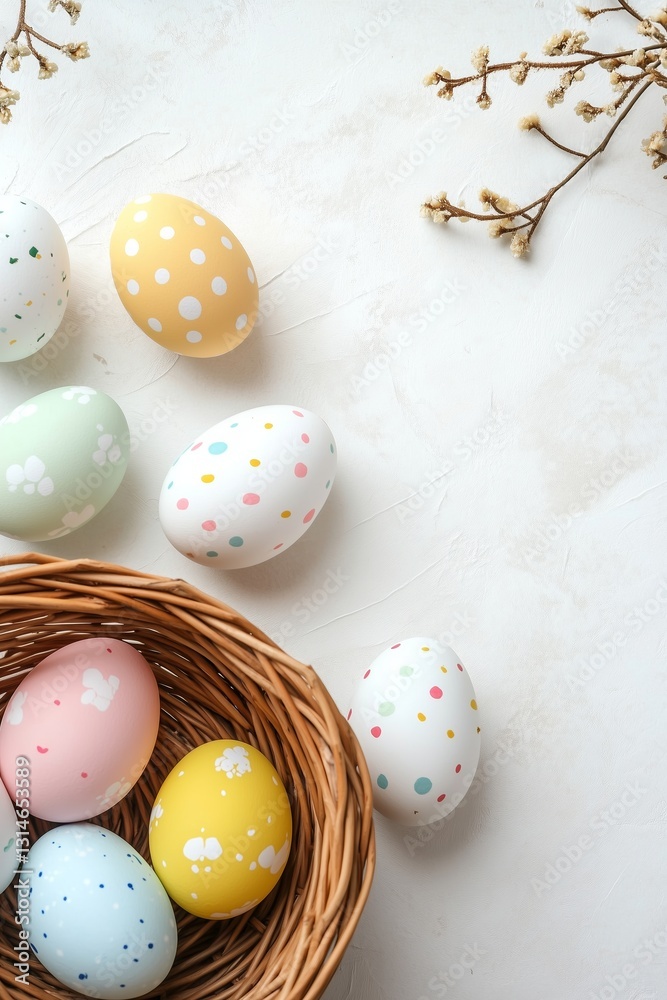 Obraz premium Colorful Easter Eggs in a Basket