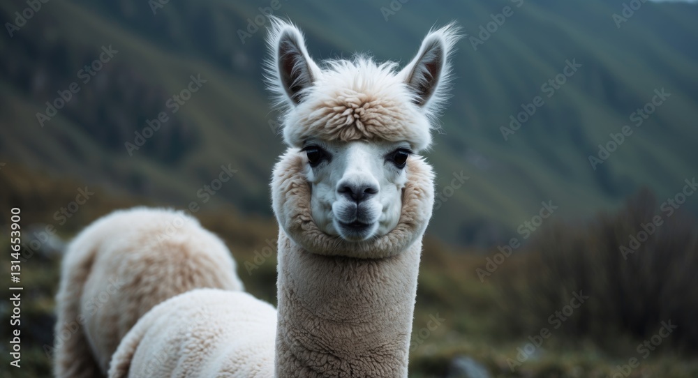 Obraz premium very cute alpaca with soft white fur