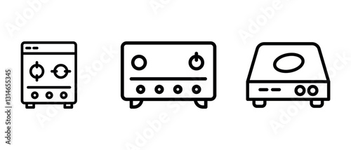electric-stove outline or line icon design bundle.