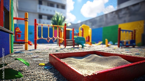 Wallpaper Mural Colorful playground in urban courtyard under blue sky Torontodigital.ca