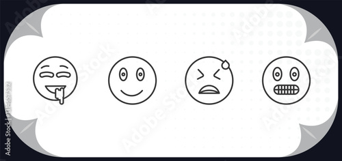 outline icons set - emoji concept. drool emoji, emoji desperate nervous