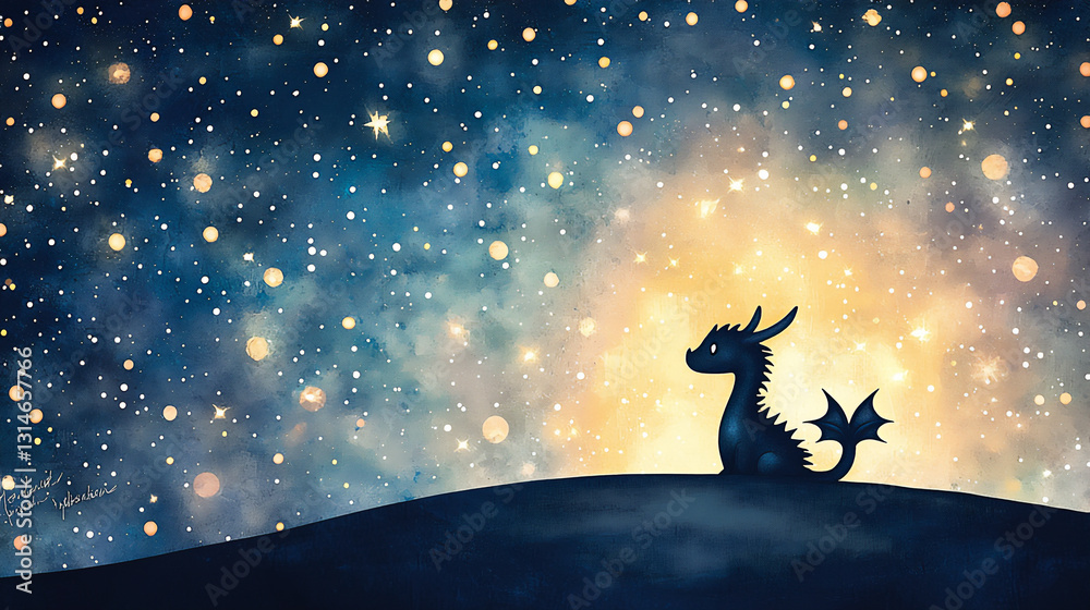 Naklejka premium natural light P Silhouette of a dragon with a
