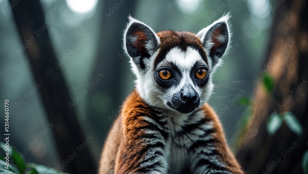 Naklejka premium The image depicts a Ring-tailed lemur.