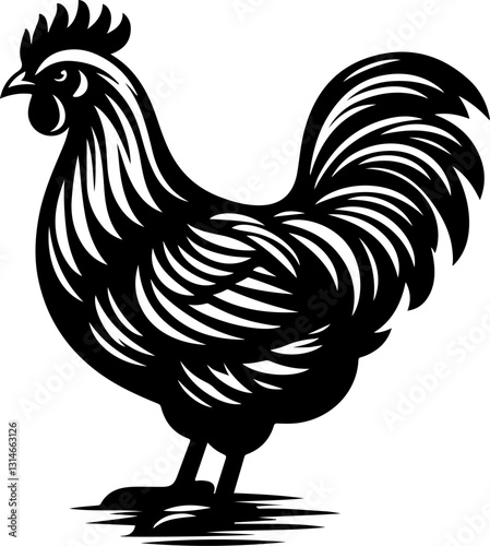 Hen silhouettes vector set. Chicken farm illustration