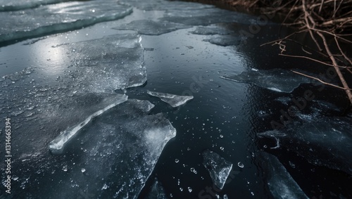 Ice texture of a winter frozen river