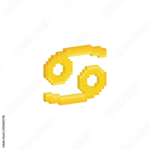isometric pixel Zodiac Symbol icon  sign for 8 bit Crab Constellation.  game logo