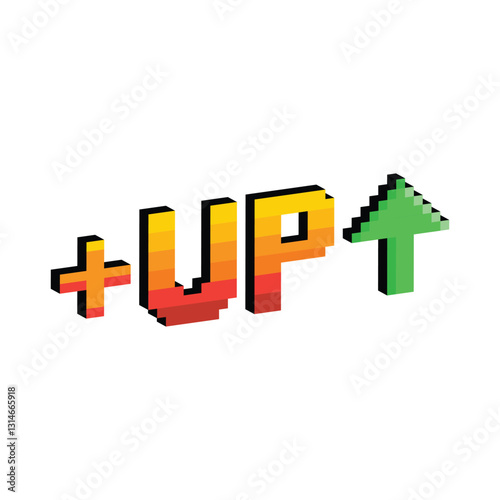 isometric level up button 8 bit text level up Pixel art 8-bit for game you win