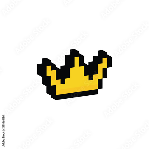 isometric pixel  crown  icon pixel art sign for 8 bit game