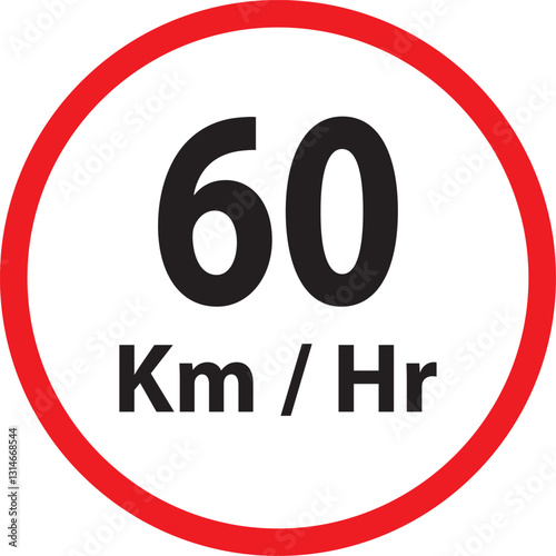 An illustration of a red circle with 60 km along with a maximum speed limit 60 km/h warning sign