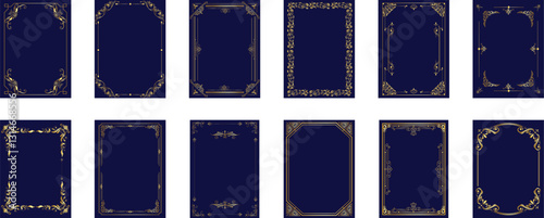 Set of Dark blue Classical  Book cover and spine design.