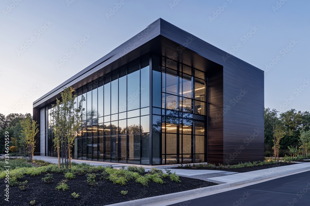 A Sleek Modern Office Building Bathed In The Soft Twilight, Reflecting The Tranquil Evening Sky In Its Expansive Glass Facade, Promising Innovation And Collaboration Within A Sleek Modern Office Building Bathed In The Soft Twilight, Reflecting The Tranquil Evening Sky In Its Expansive Glass Facade, Promising Innovation And Collaboration Within