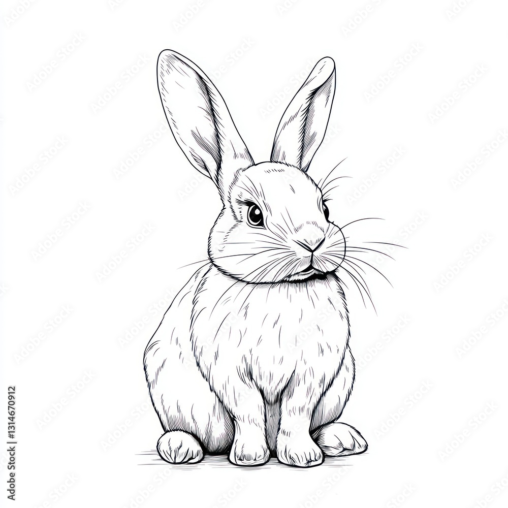 Obraz premium Modern bunny line art portrait, minimalistic with clean and simple strokes.
