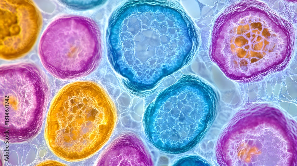 Colorful Microscopic Cells Abstract Background Colorful Microscopic Cells Abstract Background