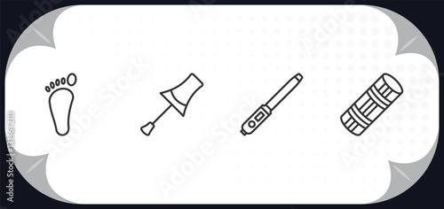 outline icons set - beauty concept. one foot, nail brush, curling wand, foam curler.
