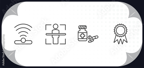 outline icons set - artificial intellegence concept. infrared, body scan, medicine, recognition.