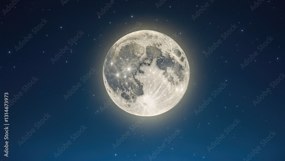 Naklejka premium Illustration of a full moon featuring copy space.