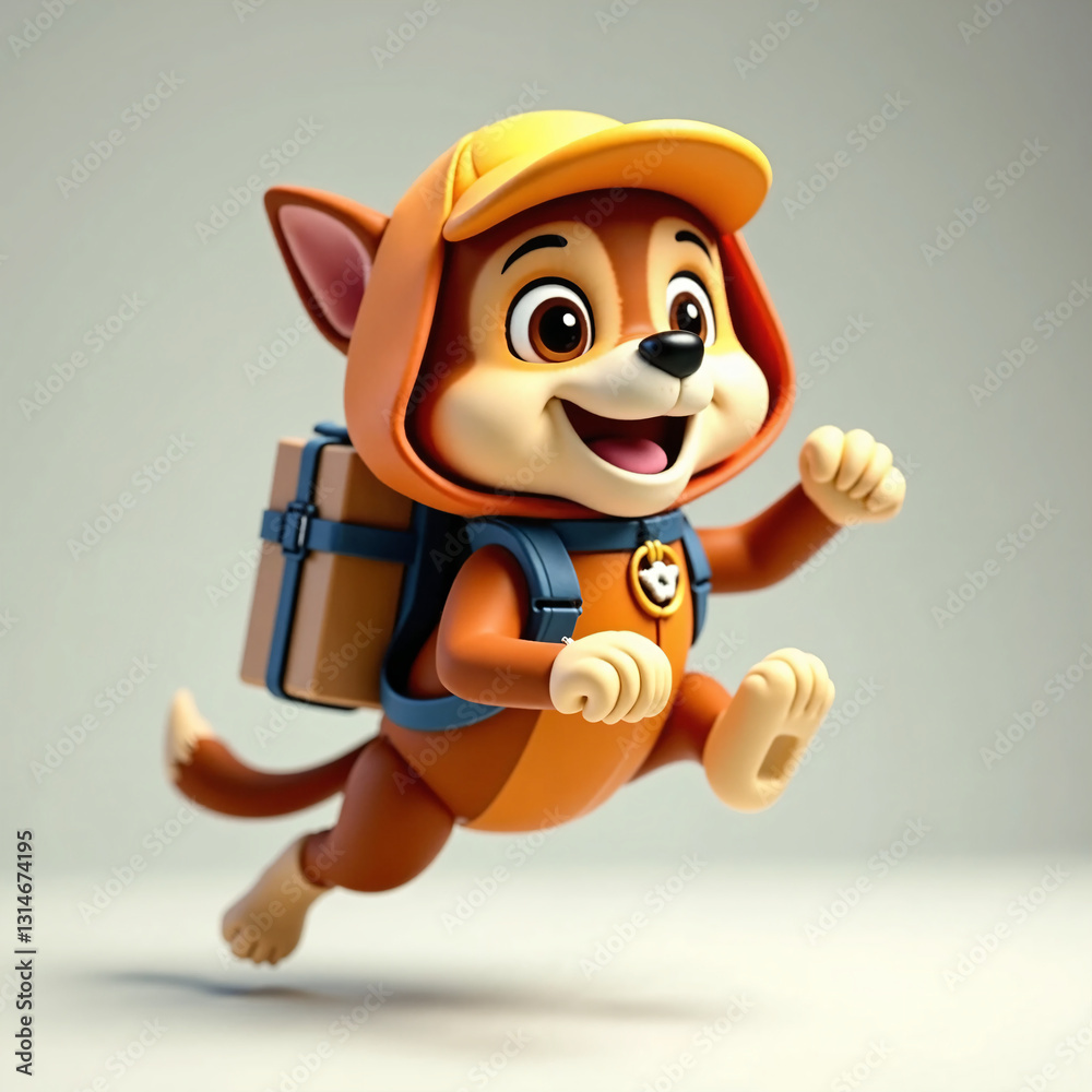 Fototapeta premium A cute and expressive messenger dog jumping in the air