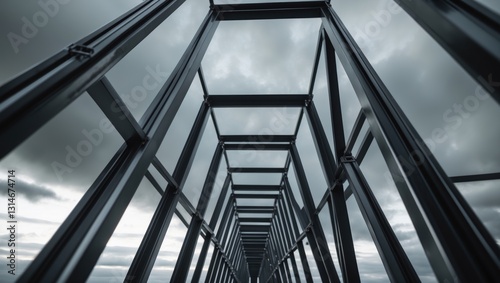 Structures of black steel arranged to be perpendicular