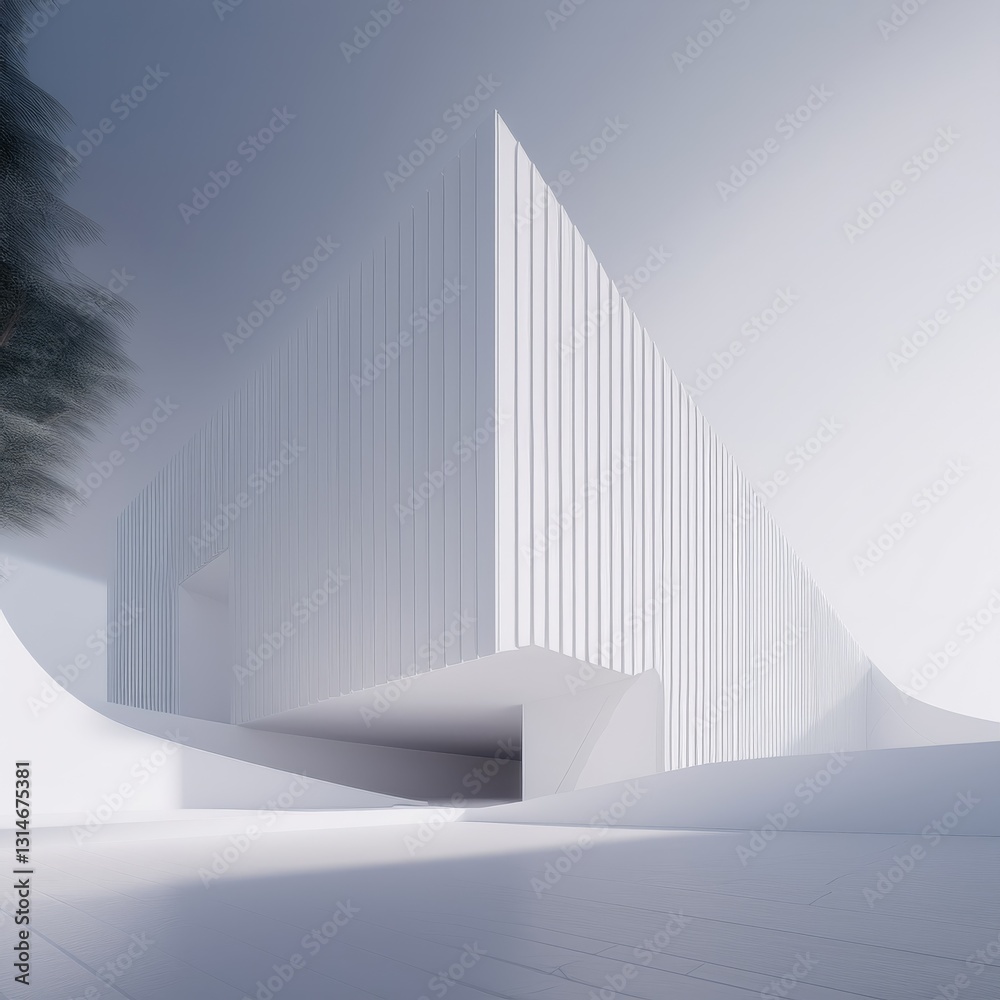 Fototapeta premium architectural rendering of a modern building in a simple and clean geometry