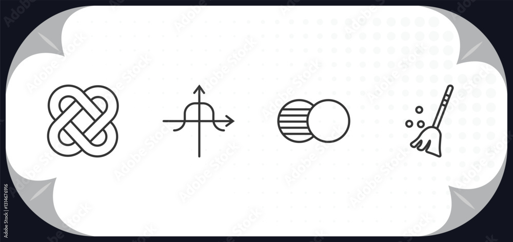 Obraz premium outline icons set - analytics concept. interlocking, tangent, venn diagram, sweep.