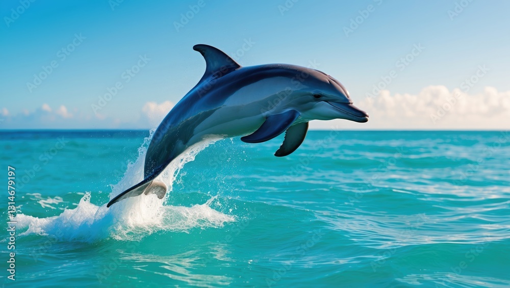 Fototapeta premium Bottlenose Dolphin, Tursiops truncatus, Adult Jumping