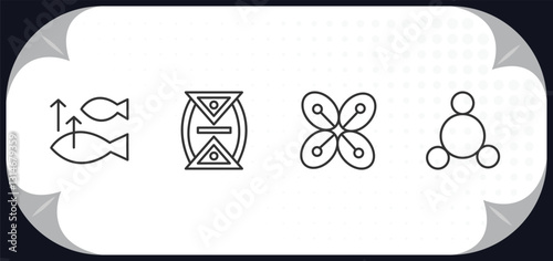 outline icons set - zodiac concept. abundance, time changes, affluence, silver.