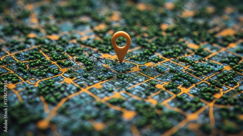 Close-up of a map focusing on Washington, D.C., with a wooden pushpin marking the location.