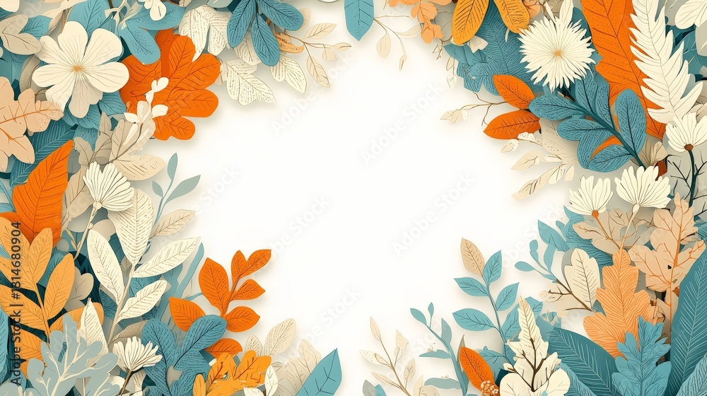 Obraz premium Colorful Papercraft Floral Frame