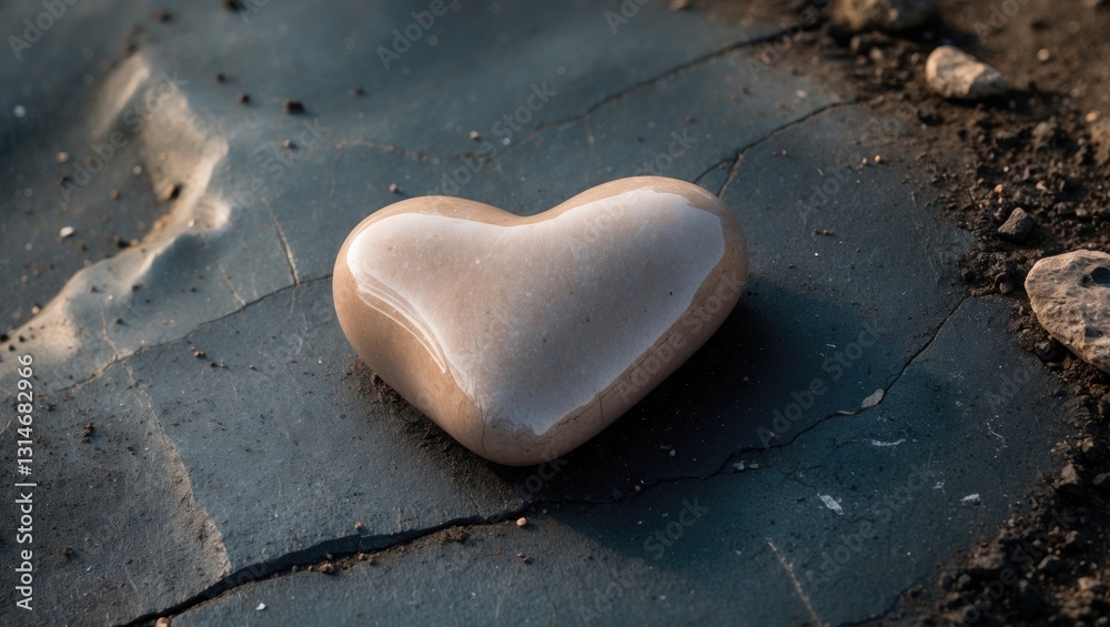 Obraz premium Stones shaped like hearts placed on the ground represent love, friendship, and compassion.