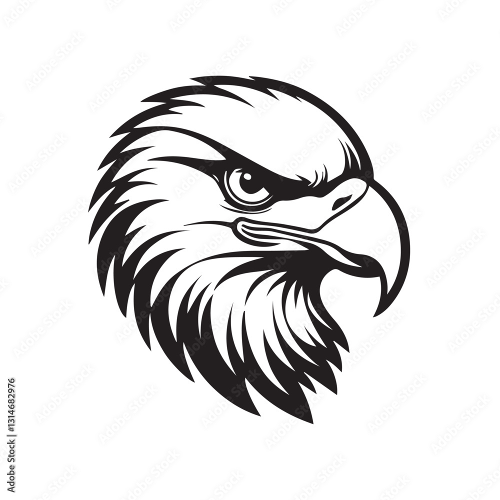 Fototapeta premium Powerful Black and White Eagle Head illustration