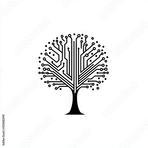 Obraz na płótnie High tech icon. Circuit tree. w salonie