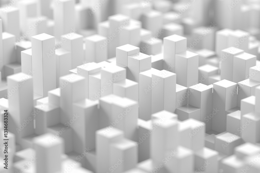Abstract geometric urban landscape of city buildings in white minimalism. 3d render Abstract geometric urban landscape of city buildings in white minimalism. 3d render