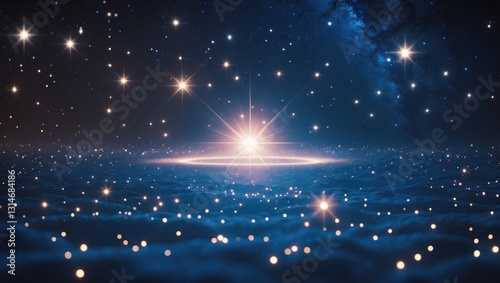 Beautiful night sky with stars in space. A collage featuring space, science, and educational elements. Components of this image provided by.