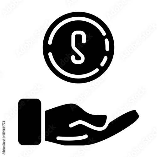 Flat Handdrawn Hand Giving Coin Finance Investment Banking Illustration