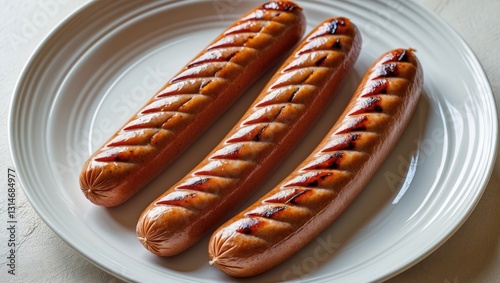 Frankfurter sausage hot dog dish on a plate