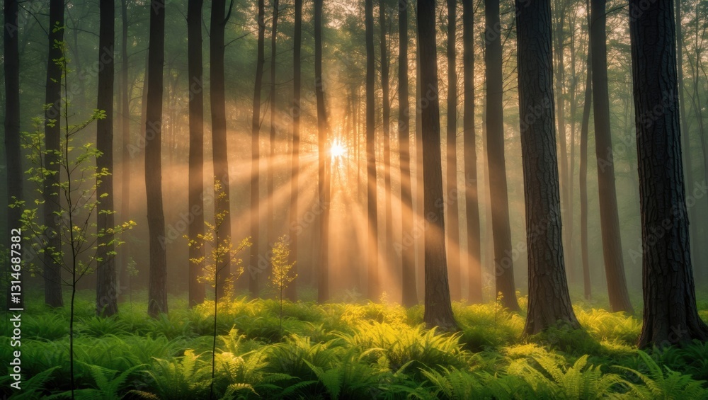 Obraz premium Stunning sunset in the woods.