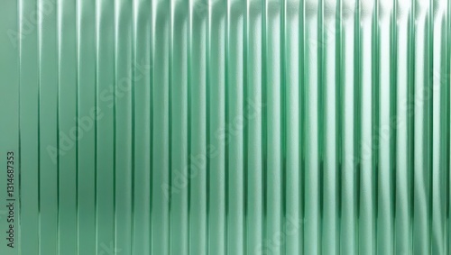 Green frosted ribbed glass background with refraction effect